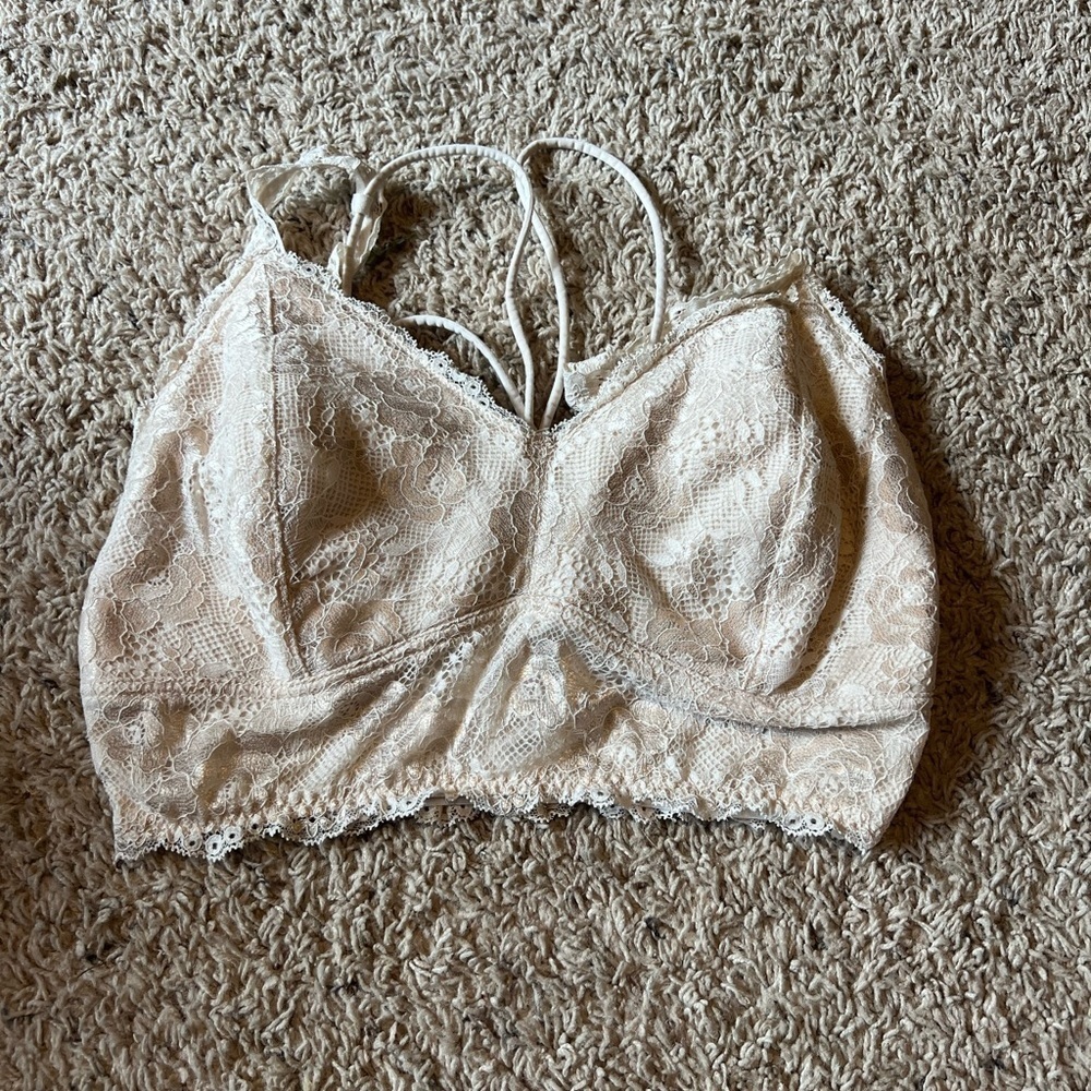 BKE Cream Wireless Bra with Wrap Design